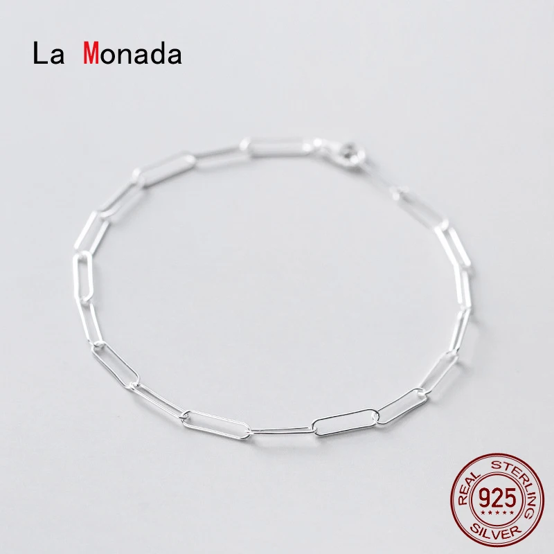 La Monada Armbänder für Damen, Silber 925er Sterlingsilber, feines echtes Silber 925-Armband, nur Kettenschloss, einfaches Damenarmband