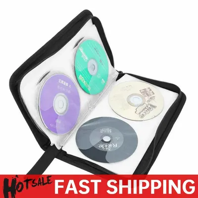 Portable Zipper DVD CD Holder 80pcs Capacity Double-side CD DVD Storage Sleeve Case Dustproof Portable Disc CD VCD DVD Carry Bag