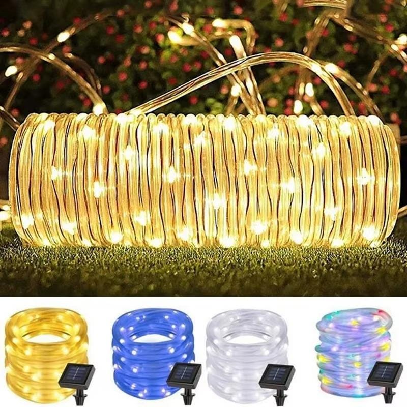 Luci solari da esterno a LED, luci a festone in PVC, luci a corda, luci da giardino estive, luci a corda per feste, decorazioni per matrimoni, luci de