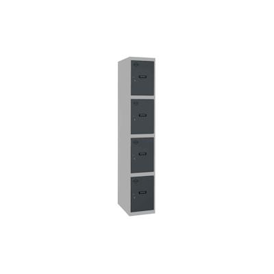 PROREGAL Spind AMEGO | HxBxT 180x30x50cm | 4 Abteile | Grundmodul | Grau-Anthrazit | Schließfach Garderobe Image