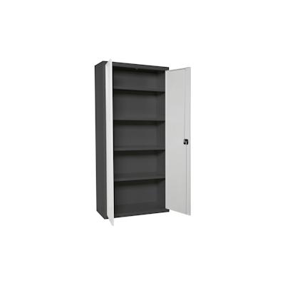 PROREGAL Stahlschrank AMEGO | HxBxT 180x80x40cm | 4x Fachboden | Weiß-Anthrazit | Metallschrank Flügeltürenschrank Image