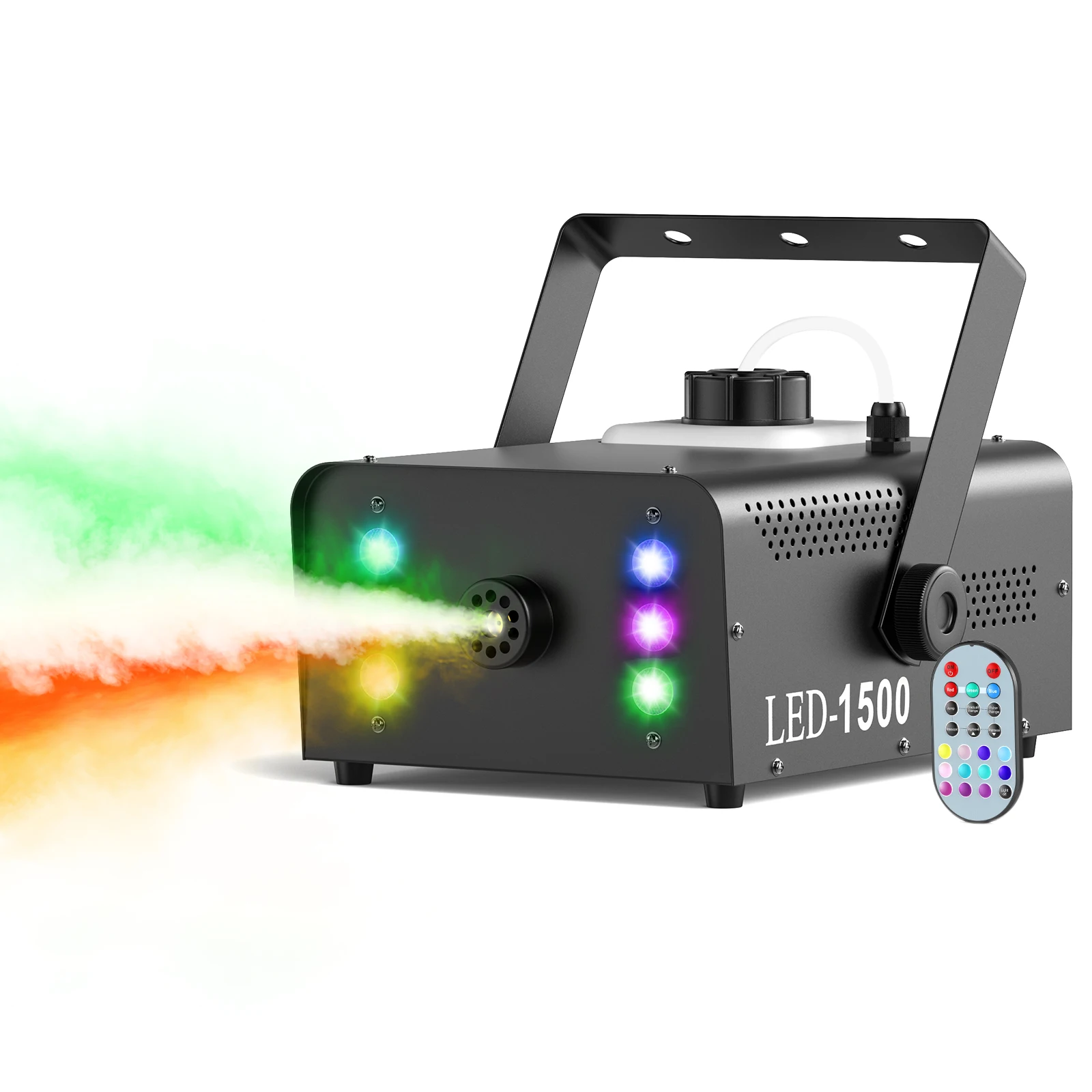 U'King 1500W Smoke Machine RGB 6 LED Fog Machine with Remote Control for DJ Disco Party Nightclub Stage Effect Fogger Machine