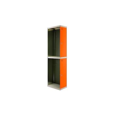 PROREGAL Spind AMEGO | HxBxT 180x30x50cm | 2 Abteile | Anbaumodul | Grau-Orange | Schließfach Garderobe Image