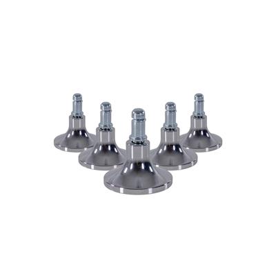 5x Bodengleiter Stand C Stift 11mm / 65mm Standfüße (5er Pack) Alu verchromt silber hjh OFFICE Image
