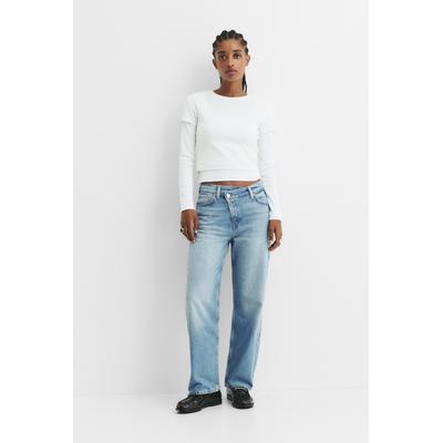 Straight-Leg Jeans With Crossover Waistband