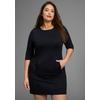 Jerseykleid LAURA SCOTT CURVE, Damen, Gr. 50, N-Gr, schwarz, Jersey, Obermaterial: 65% Viskose, 30% Polyamid, 5% Polyester, unifarben, Basic, A-Linie kniefrei, Rundhals, 3/4-Ärmel, Kleider, mit 3/4-Ärmeln aus schmeichelnder Milano Rippe - GROSSE GRÖSSE