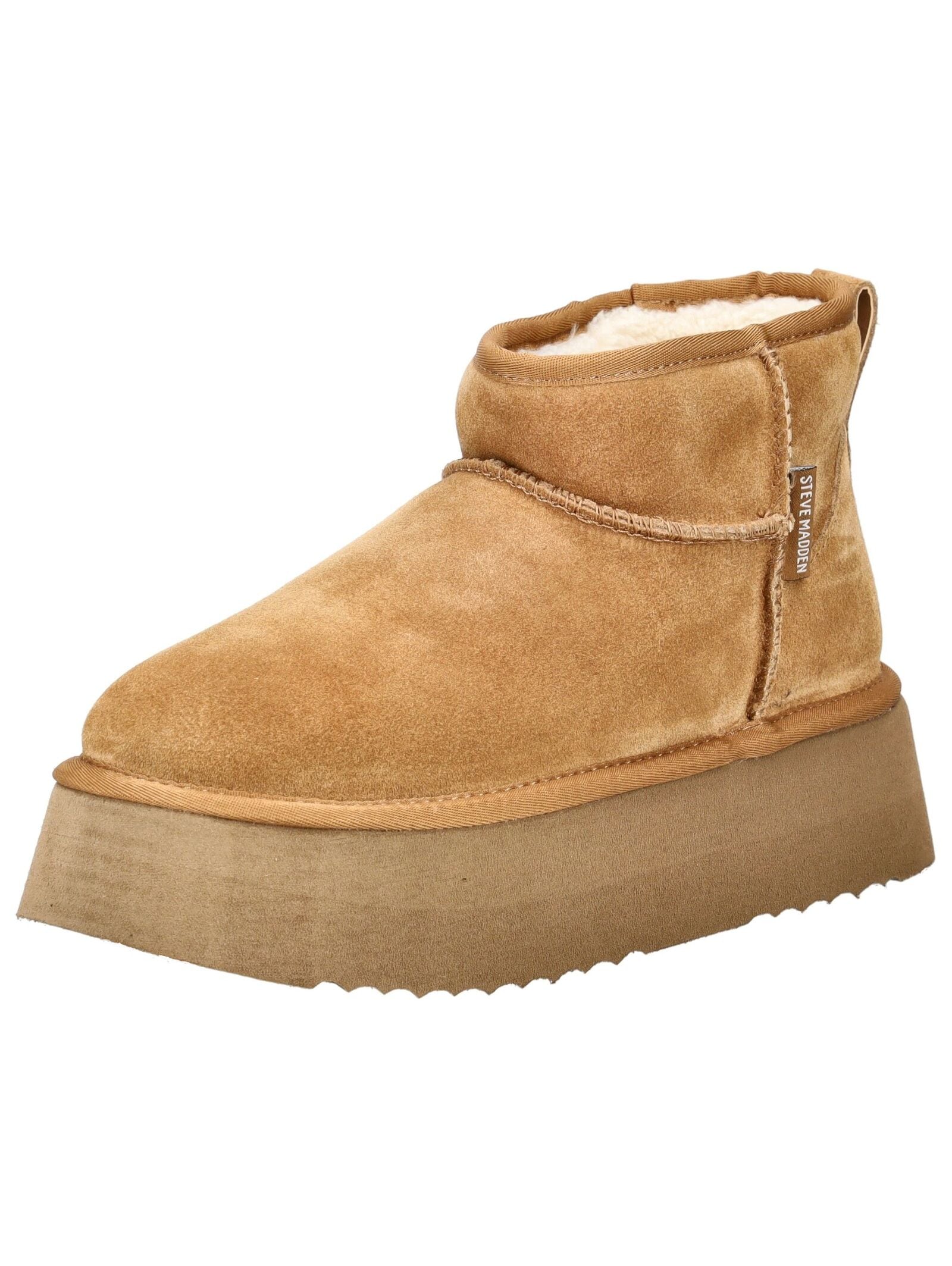 Plateaustiefelette STEVE MADDEN "STEVE MADDEN Stiefelette Veloursleder", Damen, Gr. 38, tan, Veloursleder, Schuhe