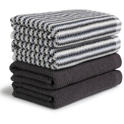Handtuch Set MÖVE "Bliss Handtuch Set", grau (graphite), 4 tlg., Walkfrottier, Walkfrottier, Obermaterial: 100% Baumwolle, Handtuch-Sets, Perlstruktur mit leichtem Massageeffekt Image