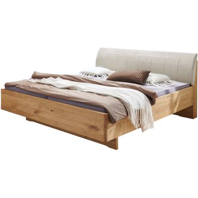 Holzbett WIEMANN "Cardiff, Bettgestell, Bettrahmen, teilmassiv, mit Polsterkopfteil", braun (bianco, eiche teilmassiv), L:220cm, Betten, Fußteil aus Massivholz, verschiedene Größen Image