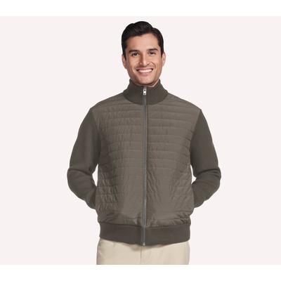 Skechers Men's The Hoodless Hoodie Knit Hybrid Jacket | Size Medium | Brown/Olive | Polyester
