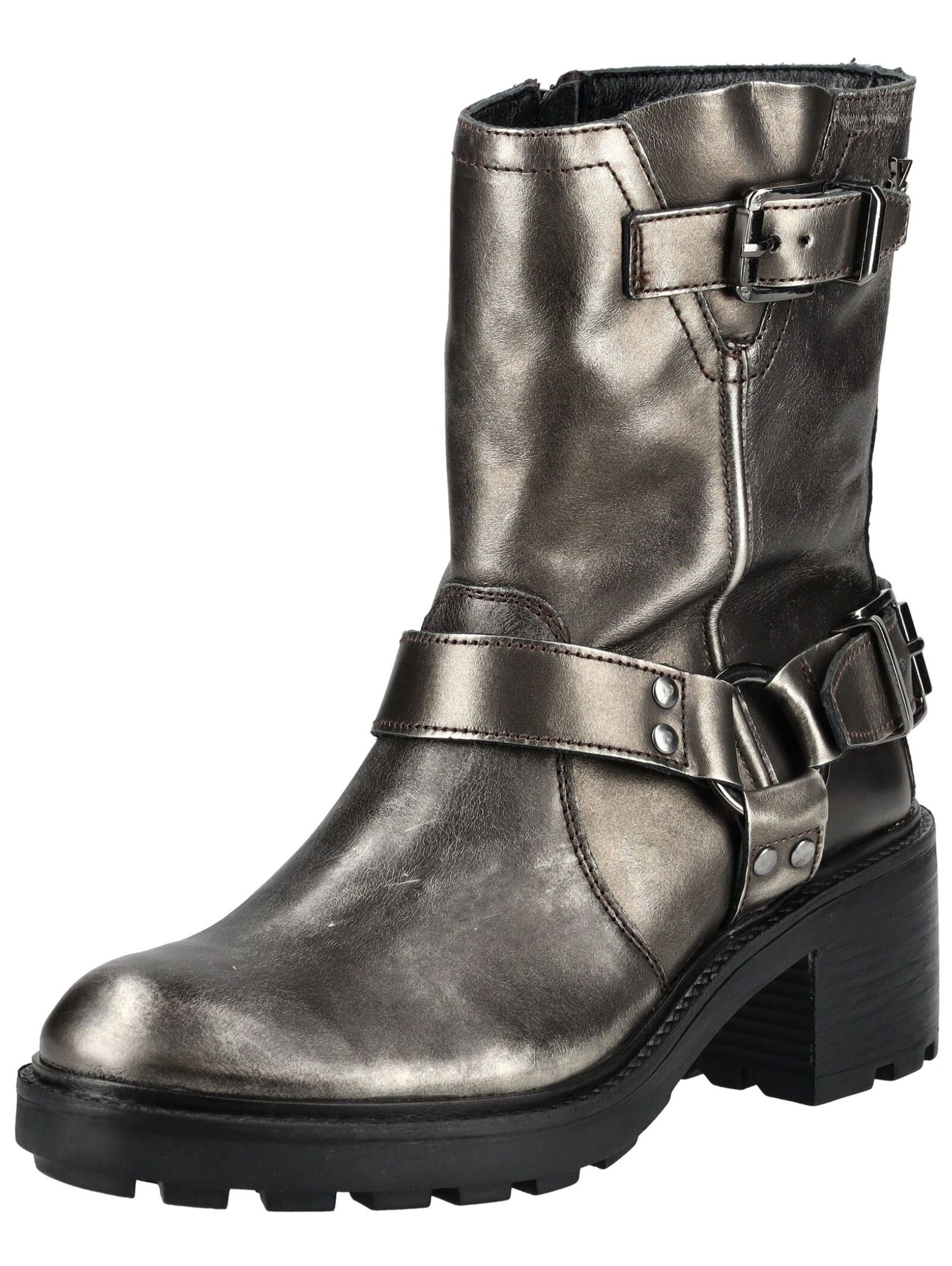 Stiefelette LAZAMANI "Lazamani Stiefelette Leder", Damen, Gr. 39, pewter, Leder, Schuhe Stiefelette