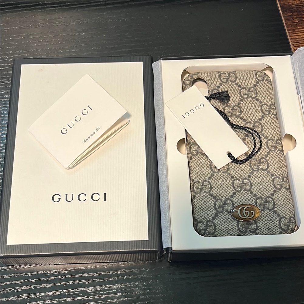 Gucci Cell Phones & Accessories | Gucci Authentic Phone X Or Xs Smart Phone Case New Original Box Beige Monogram | Color: Gray | Size: Os