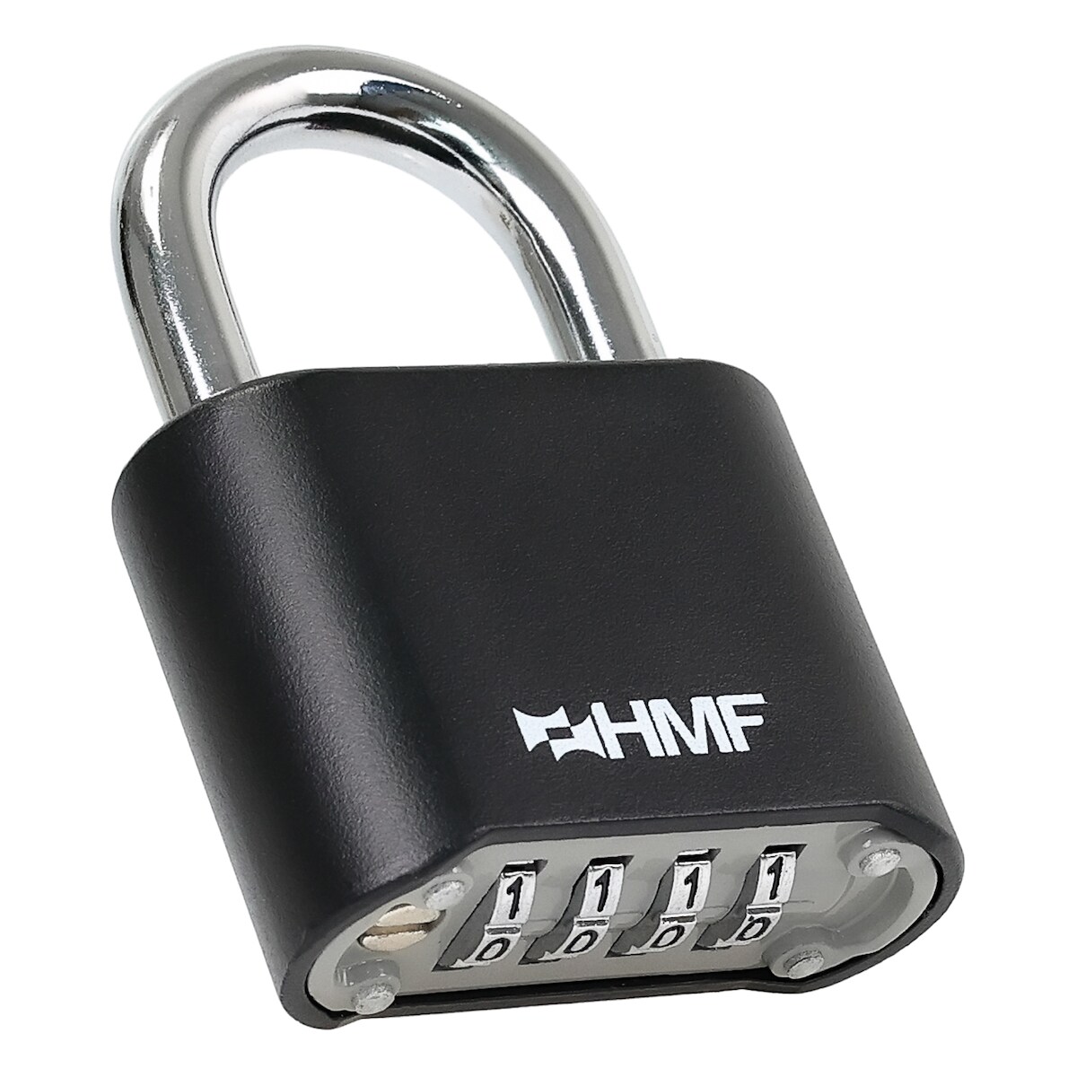 HMF Zahlenschloss Vorhängeschloss 3507-02, robustes Schloss mit 4-stelligem Zahlencode aus Zinklegierung | 5,3 x 2,4 x 7,8 cm | Schwarz Image