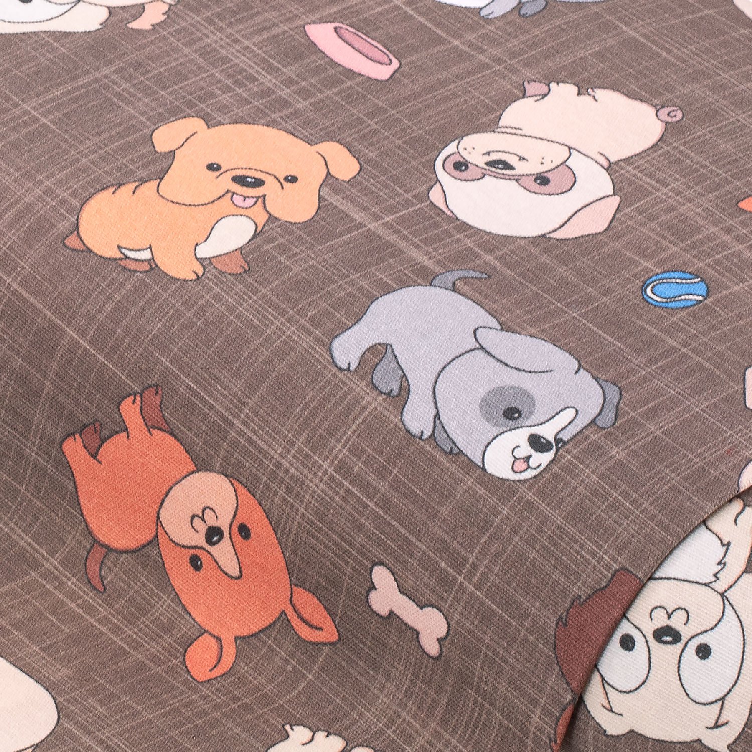 Dekostoff Hundewelpen Lorena, braun-color