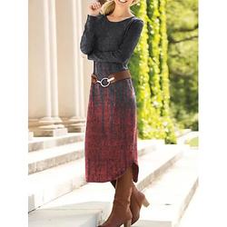 Femmes Robe Midi Robe fourreau Occasionnel Quotidien Coupe régulière Graphique Paisley Abstrait manche longue Col ras du cou Rouge Bleu Marron Printemps Automne Hiver