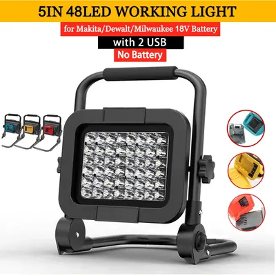 Led Light Cordless Outdoor Spotlight Working Camping Fishing Handheld Emergency ToolLight Fit Makita/Dewalt/Milwaukee 20V Batter