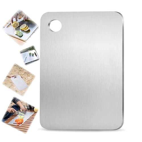 Premium-Schneidebretter aus Titanlegierung, doppelseitige lebensmittelechte Titan-Schneidebretter für die Küche, spülmaschinenfest, Camping-Schneidebrettmatte für Wurstwaren, Obst, Fleisch Grillparty Image