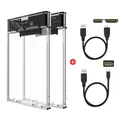 Custodia per disco rigido esterno da 2,5 pollici, custodia per disco rigido esterno trasparente senza attrezzi da 5 Gbps USB C 3.1 Gen 2 a SATA 3 per HDD SSD