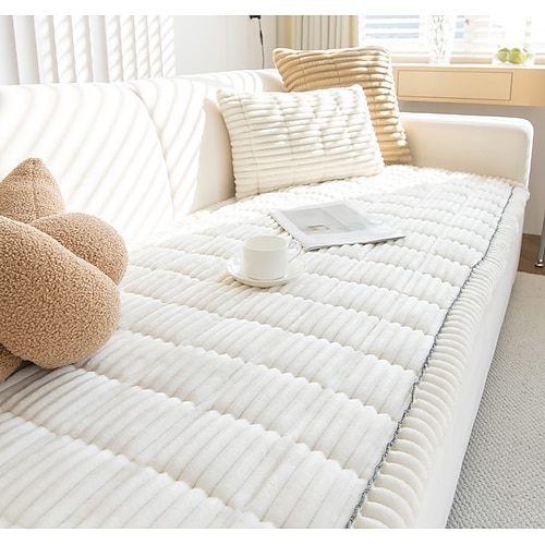 Cord-Hardware-Sofa-Kissen Herbst- und Winterplüschsitzpolster modernes minimales rutschfestes Leder-Sofabezug Schonbezug Image