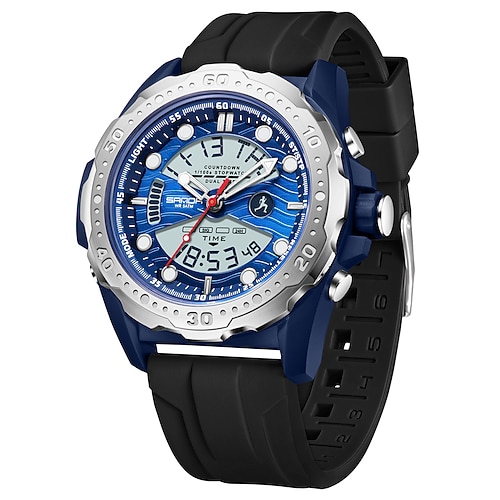 Sanda original sport männer armbanduhr wasserdicht led quarz mann uhr woche datum silikon military herren digitale uhren Image