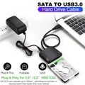 Convertitore da USB 3.0 a SATA Supporto HDD SSD da 2,5/3,5 pollici con adattatore di alimentazione Cavo dati per disco rigido ad alta velocità da USB 3.0 a SATA