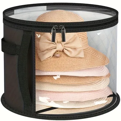 Extra-Large Foldable Hat Storage Box - Durable Non-Woven Fabric, Stain-Resistant with Clear Viewing Window, Perfect for Cowboy