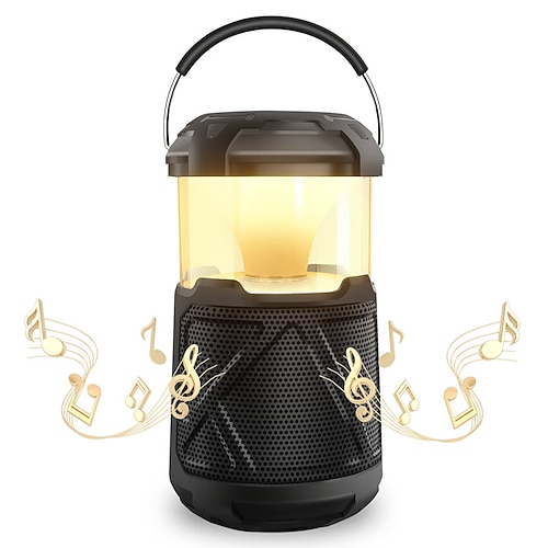 Kabelloser, wasserdichter Bluetooth-Lautsprecher für den Außenbereich mit Beleuchtung, Micro-SD-Kartensteckplatz, Griff, TWS, langer Spielzeit, perfekt für Camping, Dusche, Pool, Strand, Reisen und Image