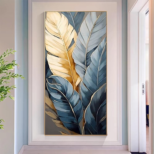 Mintura handgefertigte Bananenblatt-Landschaftsölgemälde auf Leinwand, Wandkunst, Dekoration, moderne abstrakte Bilder für die Inneneinrichtung, gerolltes, rahmenloses, ungedehntes Gemälde Image