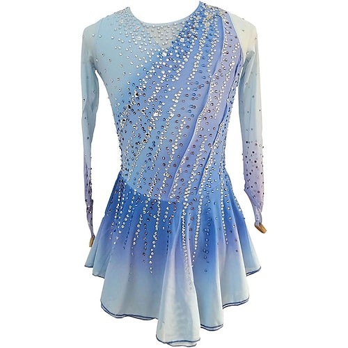 Langarm-Eiskunstlaufkleid mit Farbverlauf, individuelles Wettkampfkostüm Image