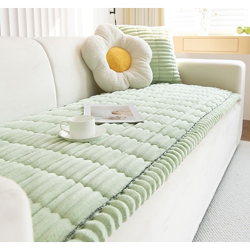 Cord-Hardware-Sofa-Kissen Herbst- und Winterplüschsitzpolster modernes minimales rutschfestes Leder-Sofabezug Schonbezug Image