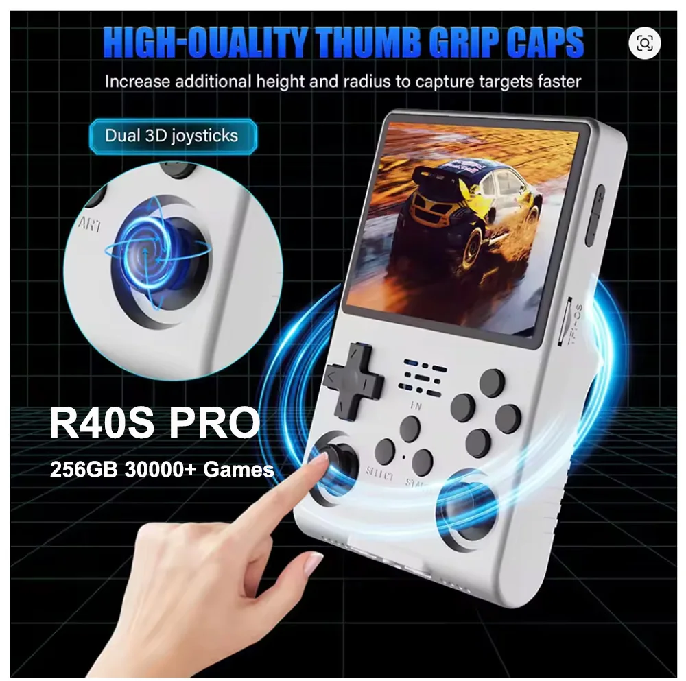 R40s pro Retro-Spielekonsole, 3,5-Zoll-IPS-Bildschirm, Arkos Auex Linux-System, 256 GB, 30.000+ Spiele, tragbare Video-Handspielkonsole Image