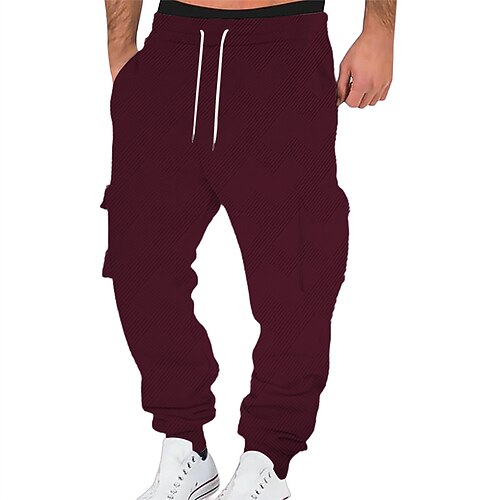 Herren Jogginghose Hose Jacquard Kordelzug Tasche Einfach Komfort Sport im Freien Täglich Mode Lässig Schwarz Weiß Mikroelastisch Image