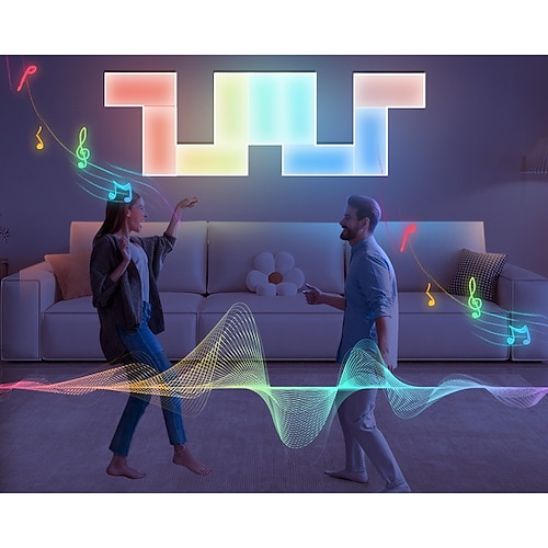 Rechteckige LED Wandlampen Smart Home Gaming Setup Lichter RGB-IC DIY LED Lichtpaneele Arbeiten mit Alexa Assistant APP Sprachsteuerung Musik Synchronisation für Schlafzimmer Gaming Raum TV Dekor Image