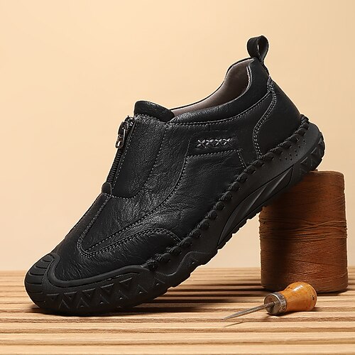 Braune Herren-Schlupfschuhe mit rutschfester Sohle, bequeme Outdoor-Wanderhalbschuhe für Arbeit und Reisen Image