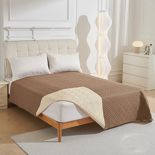 Gepolstertes wasserdichtes Bettcover - Leichte waschbare Decke Matratzenauflage Mehrzweck-Bettüberwurf Image