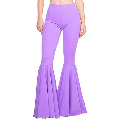 Damen Yoga-Leggings mit ausgestelltem Bein Tanzhosen Bauchkontrolle Hohe Taille Fitnessstudio Pilates Laufen Unterteile Einfarbig Schwarz Gelb Rosa Herbst Sport Sportkleidung Image