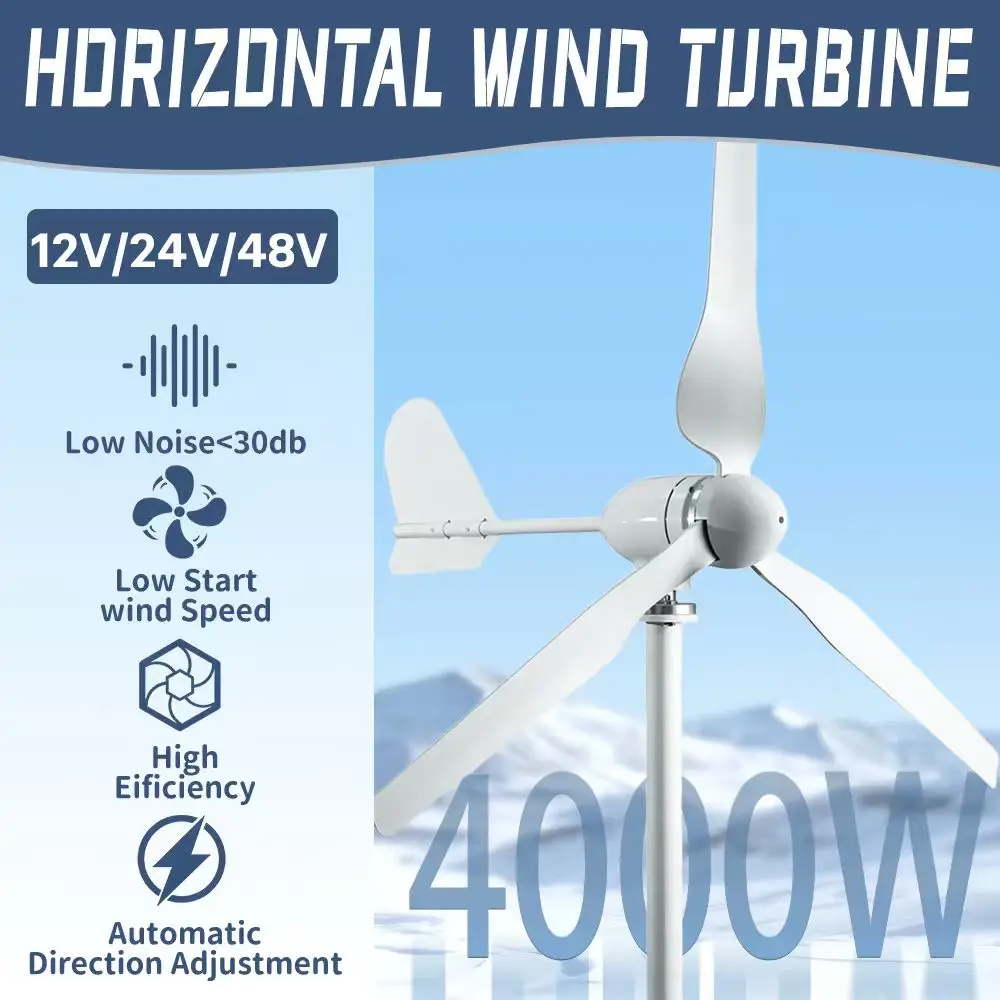 Polen 4000W 12V 24V 48V Wind Turbine Generator mit Solar Panels Lifepo4 Batterie Homeus Free Energ 220V Haushaltsgeräte Image