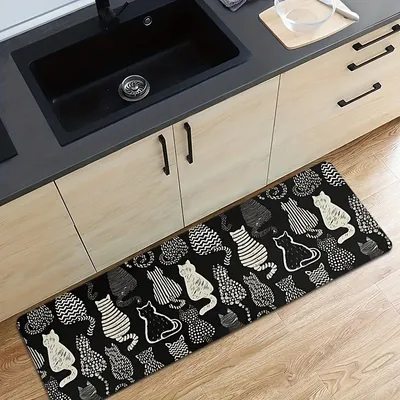 1PC Cartoon Cats pattern Kitchen Rugs Non-Slip Door Mats Pop design Living room Rugs Bath Mat Carpet for Home Sink Laundry Decor