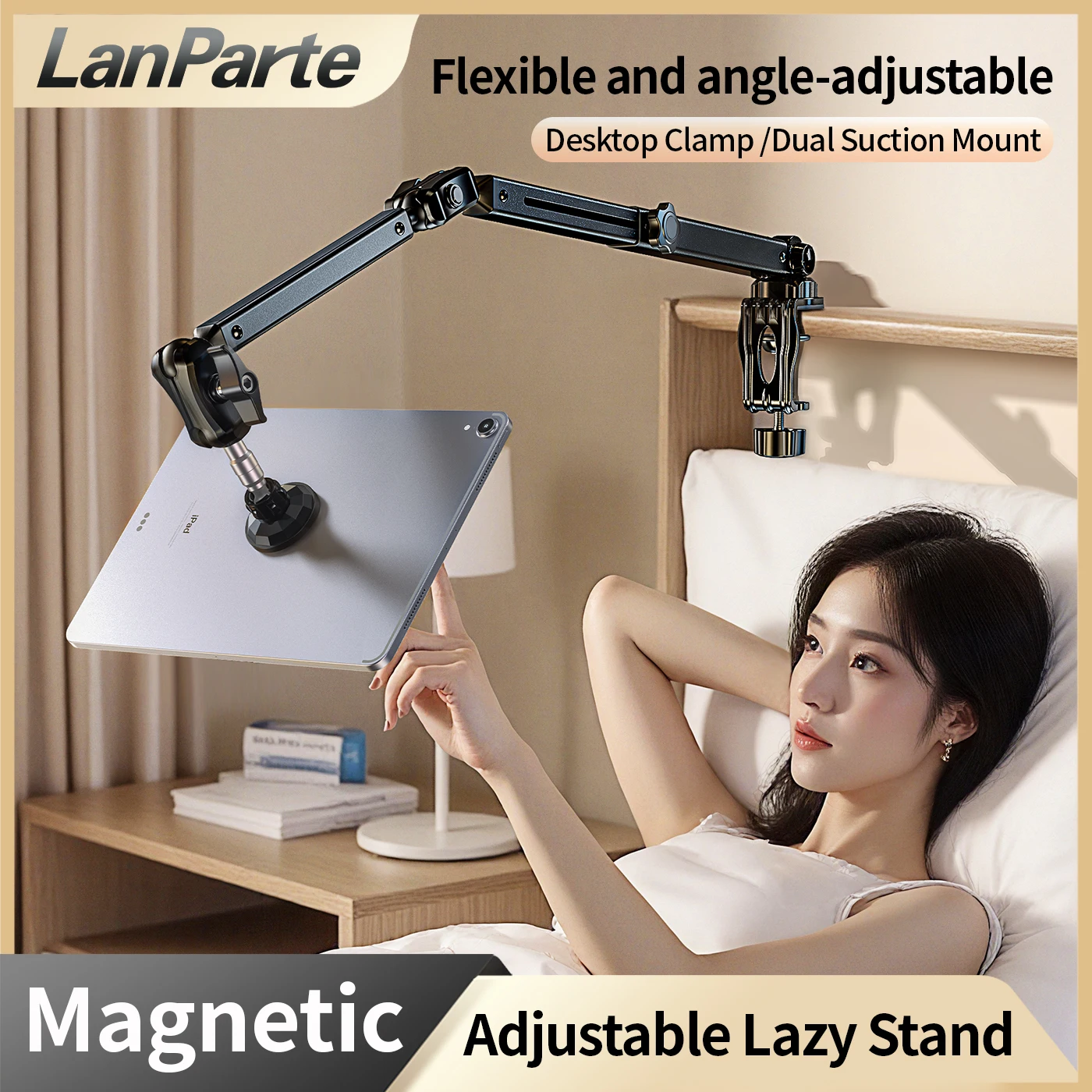 Lanparte Tablet-Ständer für Schreibtisch, iPad-Halterung, Klemmhalterung, 360 ° Verstellbare Armhalterung für iPad Pro/Air/, Galaxy Tabs, 4,7"-13,5" Tablets Image