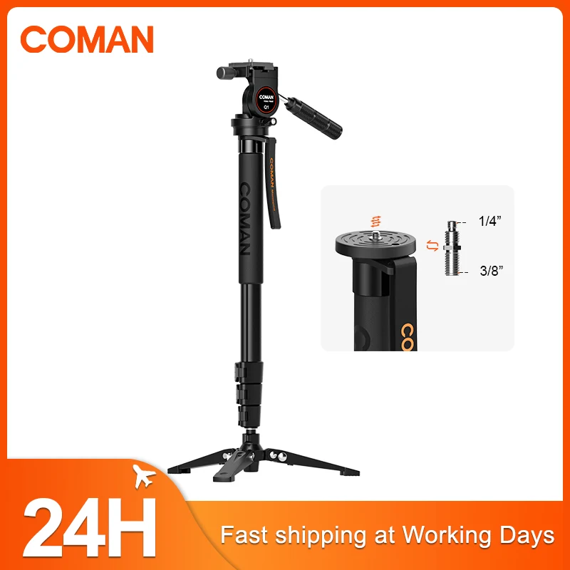 COMAN KX3030 Leichte Einbeinstativ Aluminium DSLR Kamera Stativ Kamera Mount Adapter Unterstützung Einbeinstativ Für Canon Nikon Sony Kamera Image
