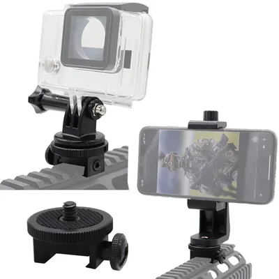 Tactical Picatinny Rail Mobile Phone Camera Mount 1/4 Inch Screw Sport Camera Mount Adapter For Cell Phones Gopro Camera