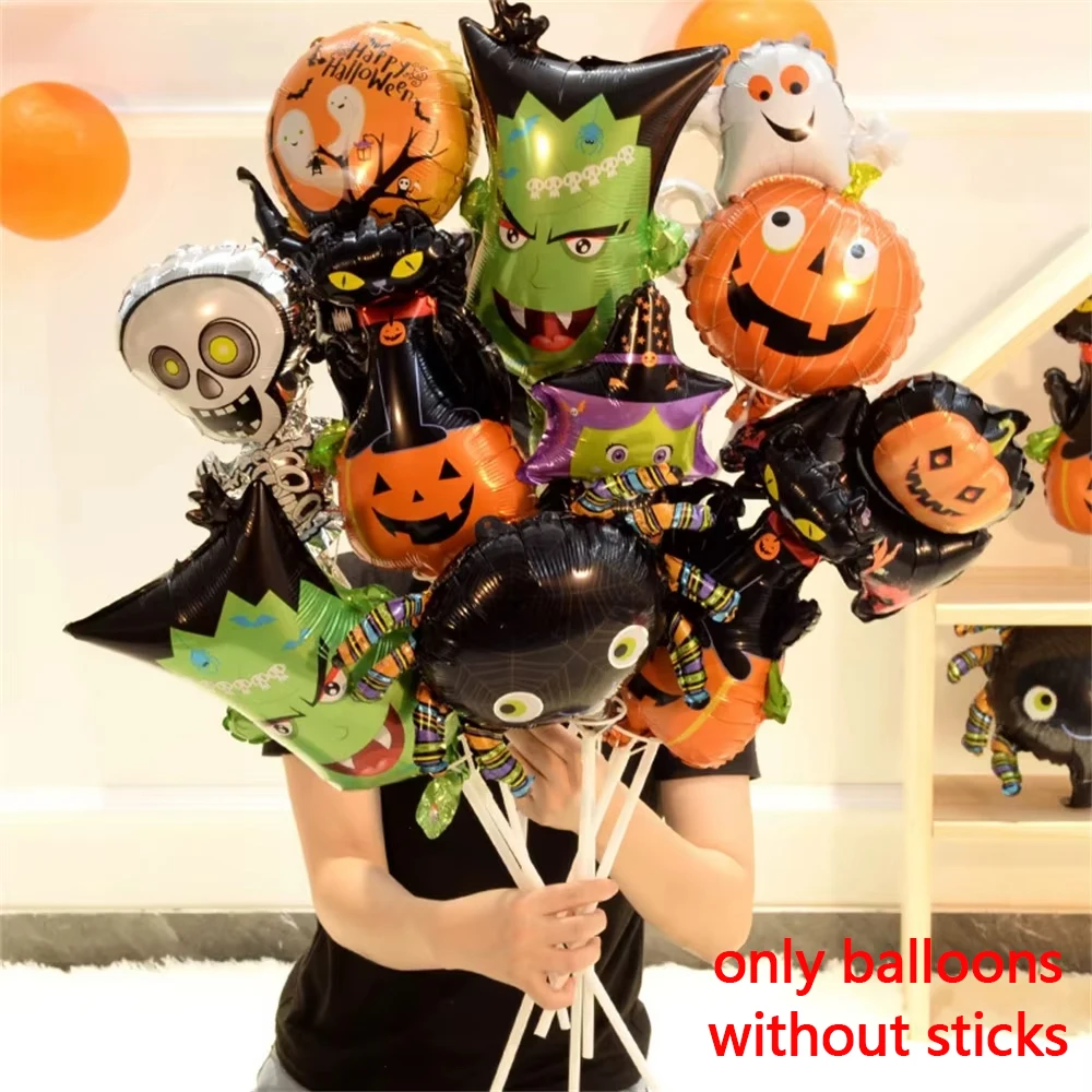 10/30/50 stücke Mini Halloween Element Tod Fledermaus Kürbis Aluminium Spule Luftballons Zufällig Stil Halloween Party Dekoration globos Image