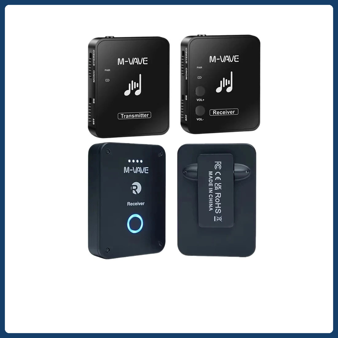 M-VAVE WP-9 WP-10 Drahtloser Kopfhörer-Monitor 2,4 G wiederaufladbare Lautstärkeunterstützung Stereo Mono Mute-Funktion Sender Empfänger Image