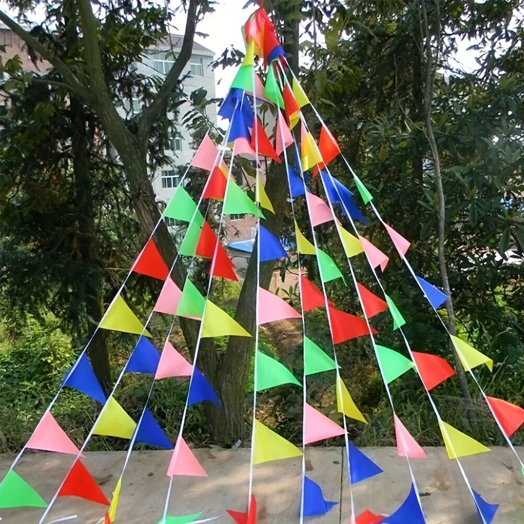 100 Stück Flaggen, bunte Wimpel-Flaggen, Banner, Geburtstag, Hochzeit, Weihnachten, Party, Dekorationen, Wimpelkette, Banner zum Aufhängen für Heimdekoration Image