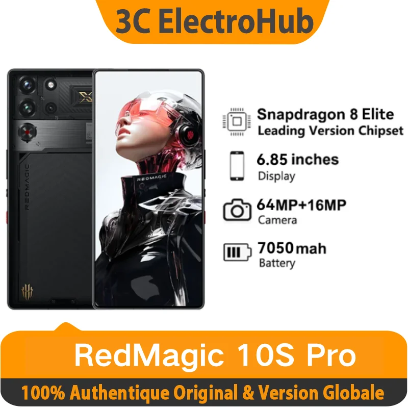 RedMagic 10S Pro globale Version 5G-Spieltelefon Snapdragon 8 Elite Leader 7050mAh 80 W Schnellladung 6,85 Zoll