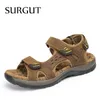 SURGUT Heißer Verkauf Neue Mode Sommer Freizeit Strand Männer Schuhe Hohe Qualität Leder Sandalen Die Großen Yards männer Sandalen größe 38-48