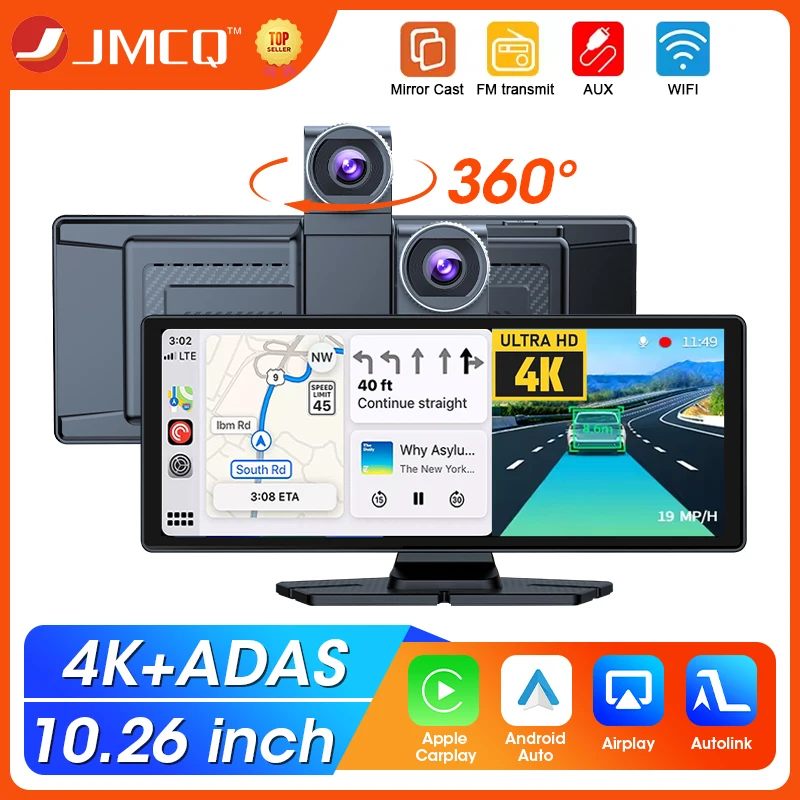 10,26 "Dash Cam 4K ADAS Auto Bildschirm Drahtlose CarPlay & Android Auto GPS Navigation Auto DVR 1080P Hinten Kamera WiFi Monitor Recorder Image
