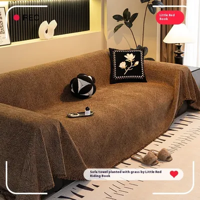Solid Color Nordic Sofa Cover Slip-Resistant Striped Couch Cover Removable Washable Stretchable Sofa Protector for 3-5 Seater
