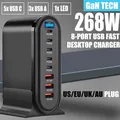 Caricatore USB GaN da 268 W Stazione di ricarica da tavolo a 8 porte Caricatore da viaggio QC PD3.0 per iPhone 16 15 14 13 pro max/Samsung S24 S23/iPad/Xiaomi Tipo C Carica rapida per MacBook/dell