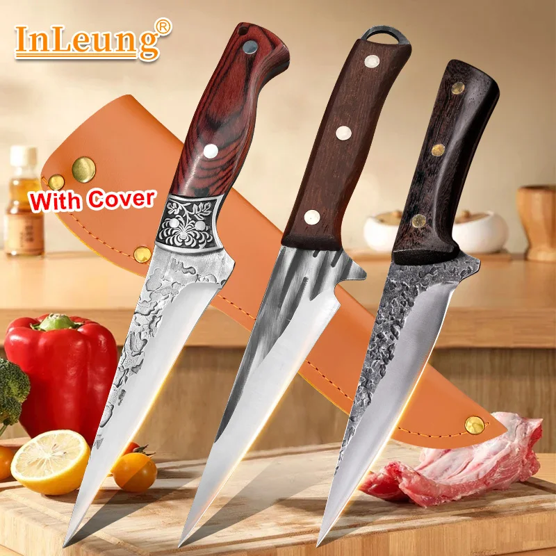 Professionelle Küche Metzger Messer Hand-geschmiedet Fleisch Ausbeinigen Messer Holzgriff Obst Schälen Fisch Utility Messer Kochen Werkzeuge Image